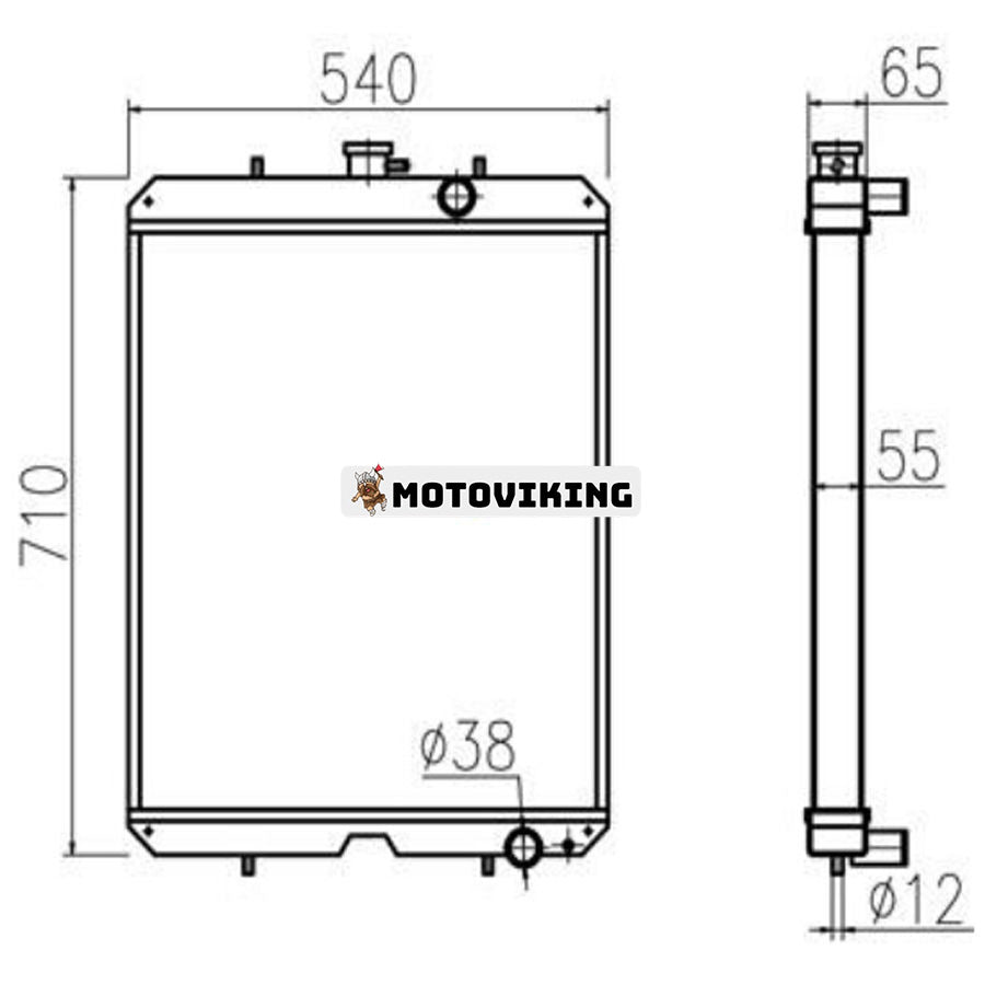 För Kubota grävmaskin KX185 Vattentank Radiator Core ASS'Y