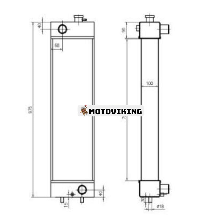 För Komatsu grävmaskin PC128US-8 Vattentank Radiator Core ASS'Y