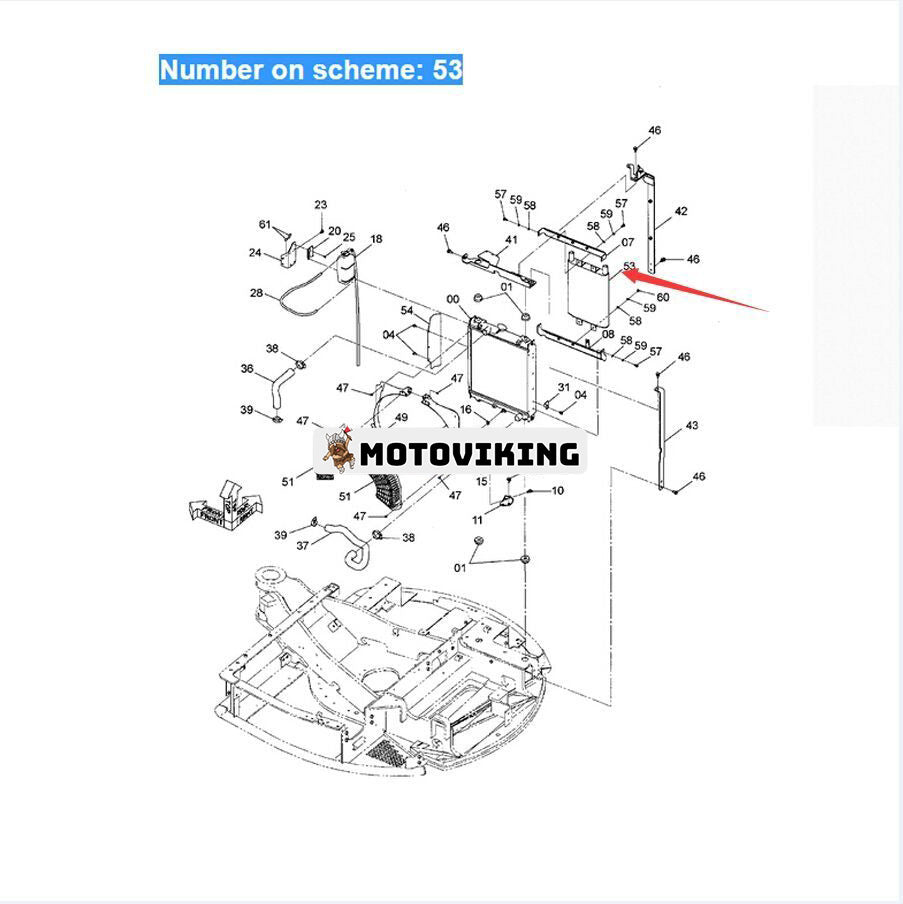 För Hitachi GrävmaskinZX40U-2 ZX50U-2 ZX55UR-2 ZX55UR-3 Hydrauloljekylare 4631388