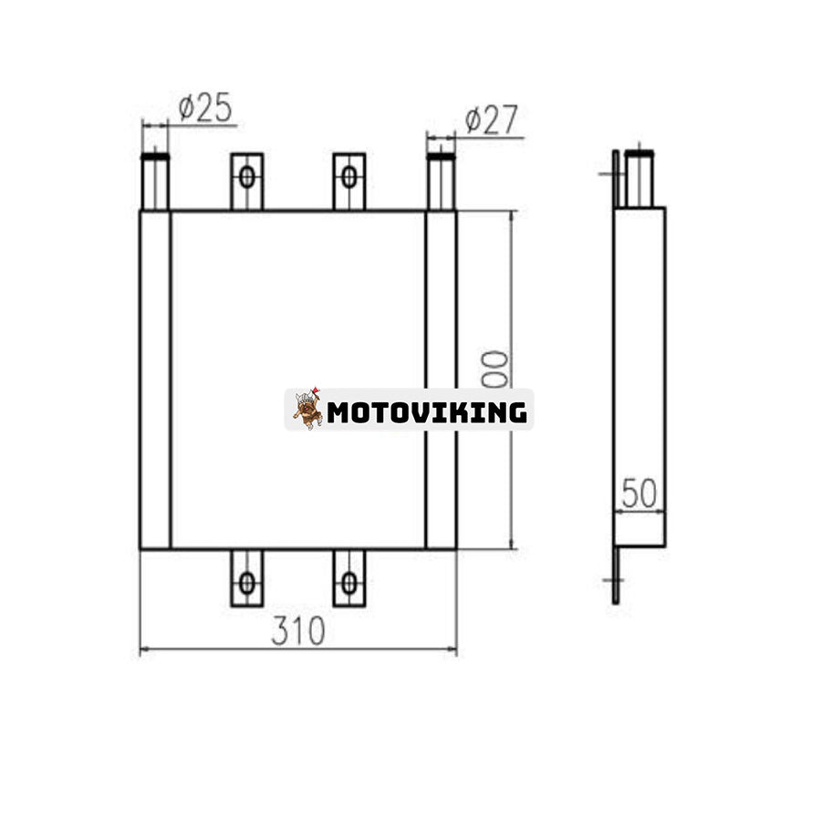 För Hitachi GrävmaskinZX40U-2 ZX50U-2 ZX55UR-2 ZX55UR-3 Hydrauloljekylare 4631388