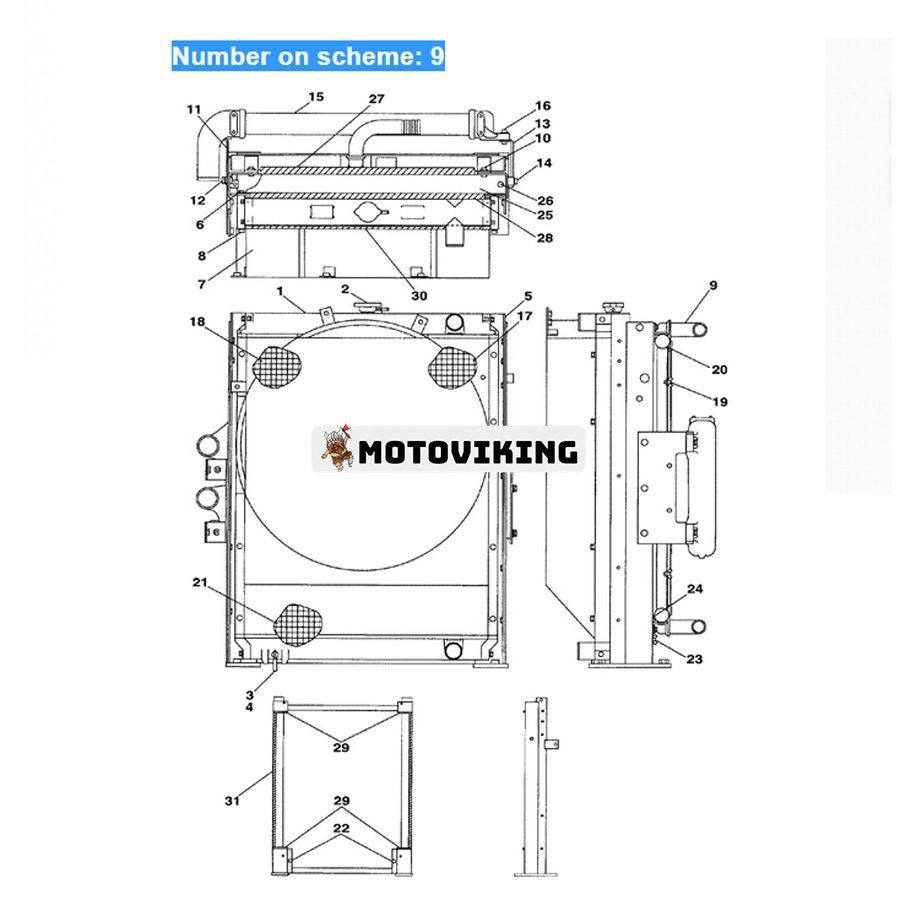 För Case Grävmaskin CX240 CX240LR Hydraulisk oljekylare LN00066