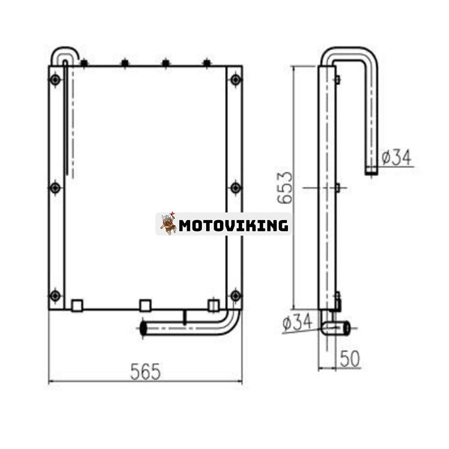 För Doosan Grävmaskin S55 S55W-V Hydrauloljekylare