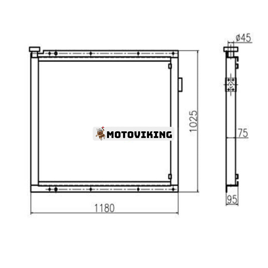 För Hitachi Grävmaskin ZX450 ZX470H-5G ZX480MT ZX500LC Hydrauloljekylare 4466041