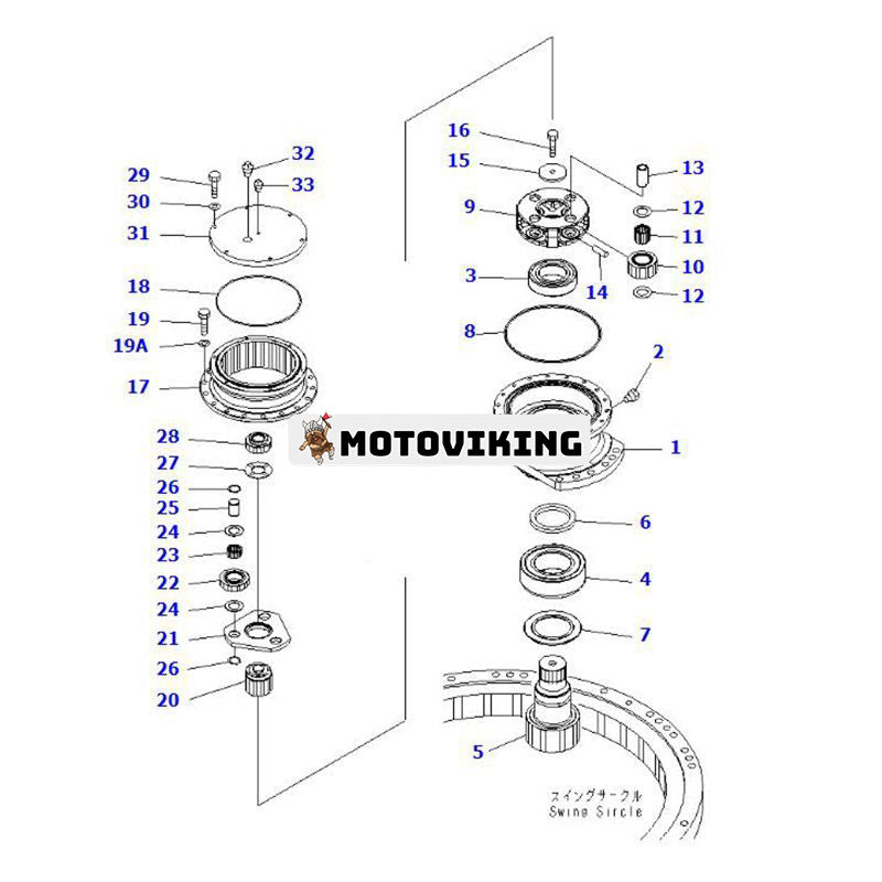Svängmotorväxellåda 22U-26-00100 för Komatsu grävmaskin PC228USLC-3 PC228US-3