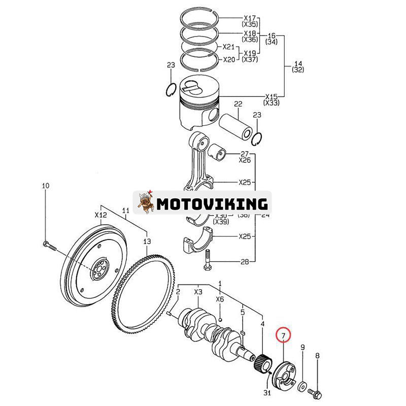 V-remskiva 119233-21691 för Yanmar Engine 3TNE68