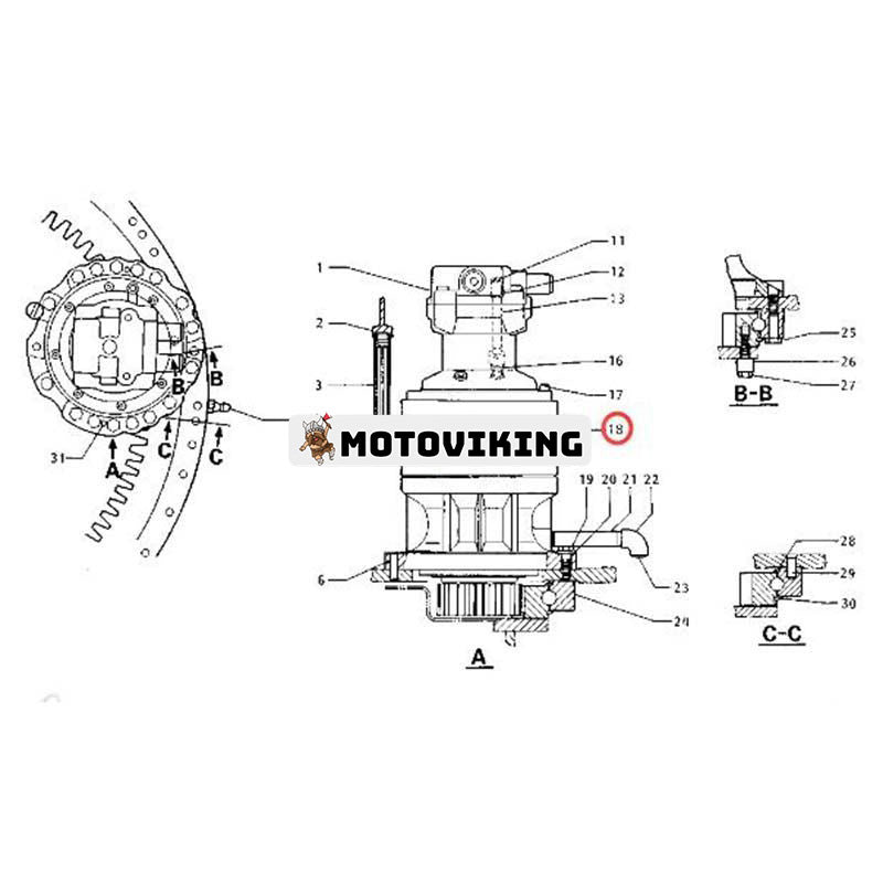 Svängväxellåda 099-0229 för Caterpillar CAT grävmaskin E110B E120B
