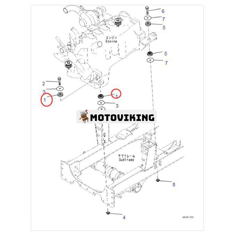 8 ST Kudde 425-01-11350 för Komatsu HD325-6 HD325-7R HD405-6 HD405-8 HM300-2 HM350-2 WA320-3 WA380-3L WA500-3 WF550T-03D WF160