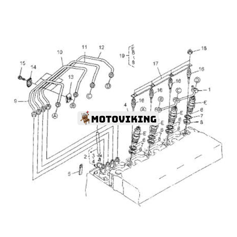 Insprutningsrör 19077-53714 för Hyundai gaffeltruck HDF15-5