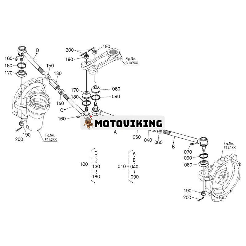 Parallellstag TC420-13740 TC220-13740 för Kubota traktor L2501D L2502D L2800DT L3200DT L3301DT L3302 L3700SU L3800H L3901DT L3902