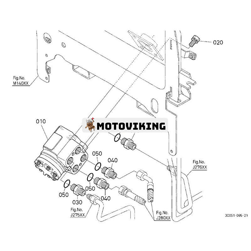 Styrventil 3C001-63072 för Kubota Tractor L48 M4700DT M4900DT M5040F M5640SU M5700 M6040F M7040HD M8200HD M9000DT