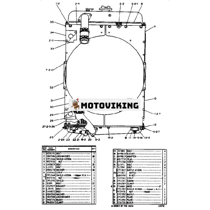 Vattenkylare 2P-1670 för Caterpillar Lastare CAT 955K 955L