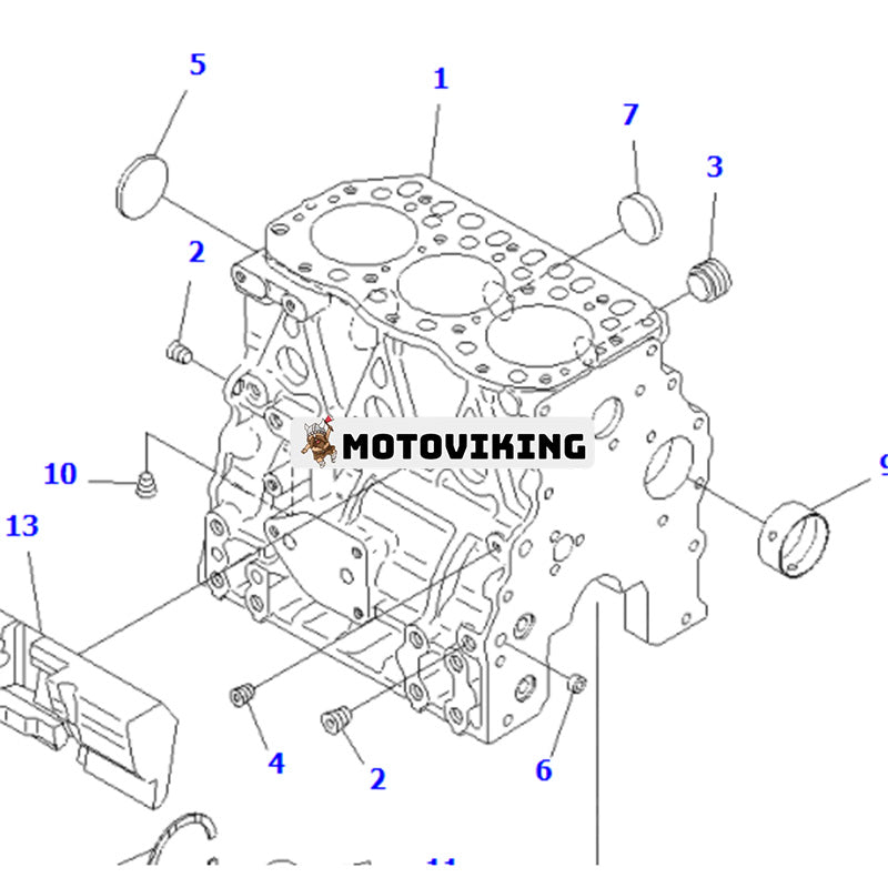 Blott cylinderblock för Yanmar Komatsu Engine 3D82AE-5M