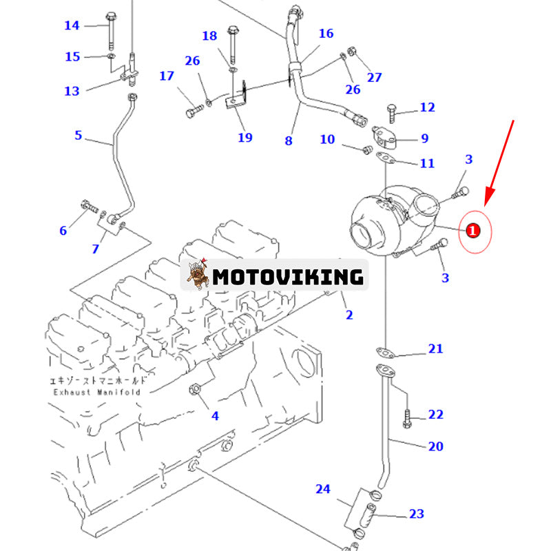 Turbochager 6505-52-5420 för Komatsu Engine SAA6D140-P460