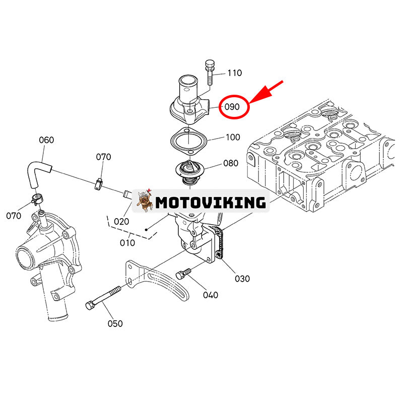 Termostatkåpa 16219-73260 för Kubota grävmaskin KX41 KX71 KX91 U25 U27 KX61