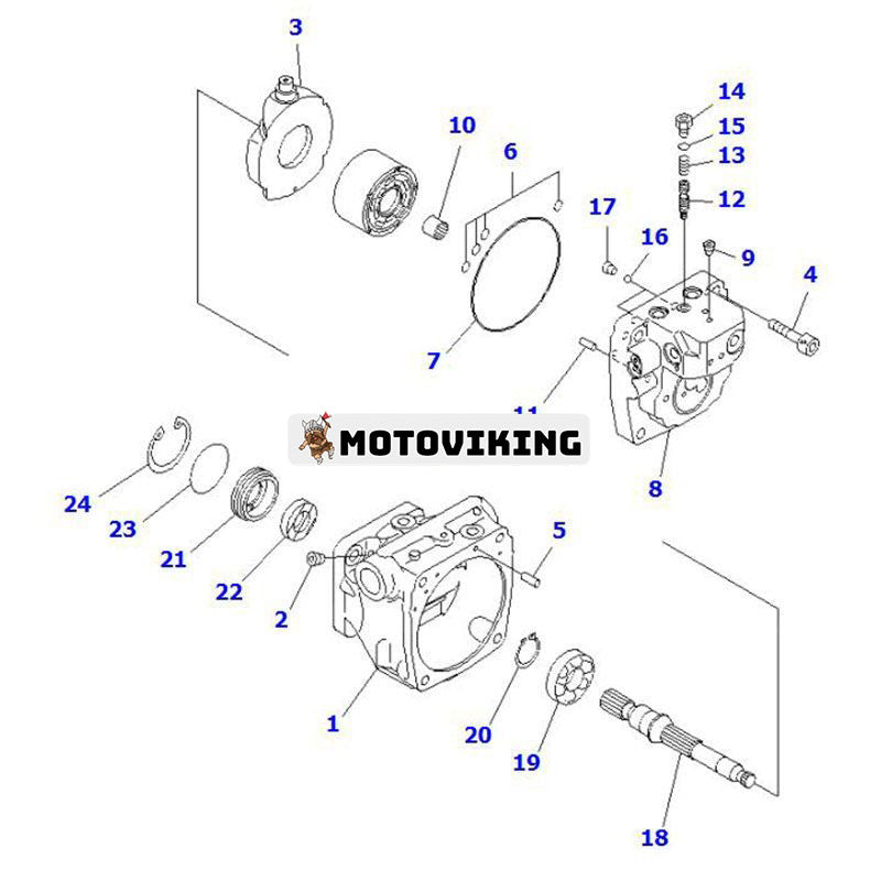 Hydraulpump 708-3S-00130 för Komatsu grävmaskin PC40MR-1 PC45MR-1 PC45MRX-1