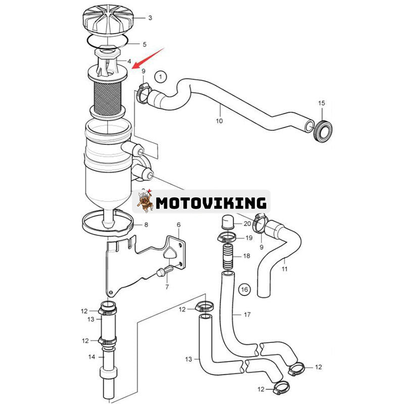 Vevhusventilationsfilter 3584145 för Volvo Penta Engine D4 D6 D9