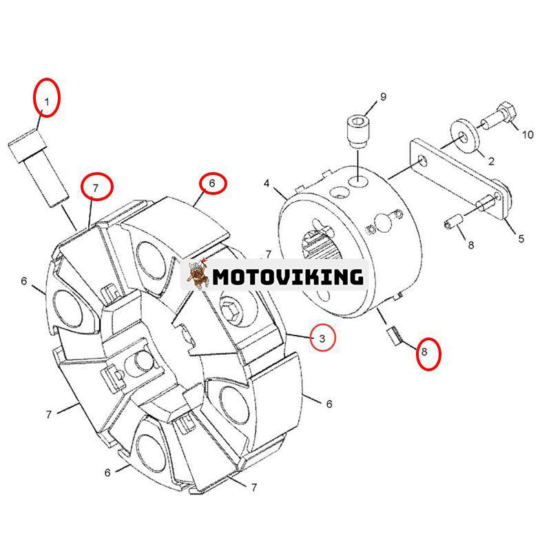 Kopplingsgummienhet 324-4231 & 433-2522 & 324-4451 för Caterpillar CAT Engine C9 Grävmaskin 330D 336D 36D2