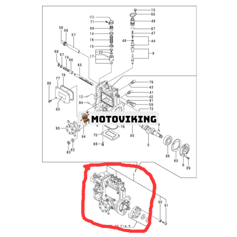 Bränslepump 719717-51360 för Yanmar Engine 3TNV76