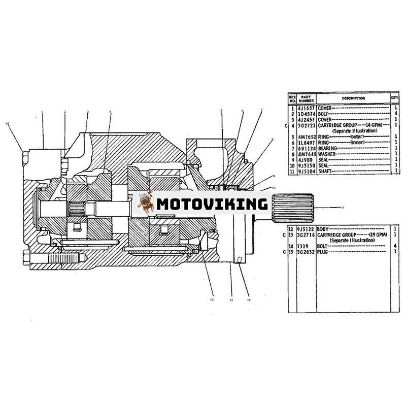 Hydraulpumppatron 3G2718 för Caterpillar CAT Feller Buncher FB518 Hjullastare 920