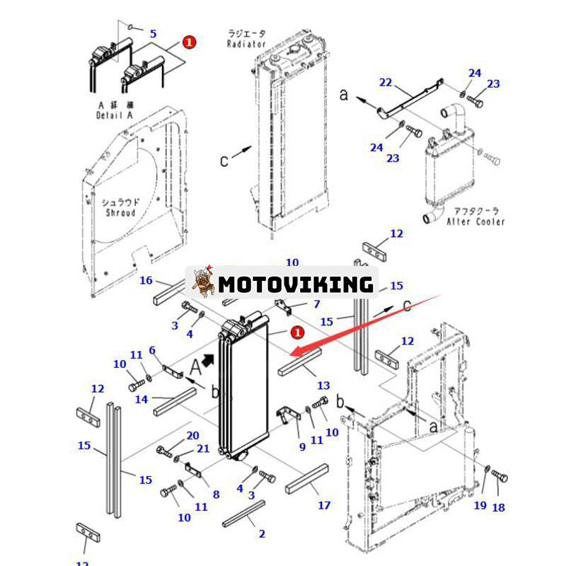 Oljekylare 22B-03-31421 för Komatsu grävmaskin PC128USI-10 PC138US-10 PC138USLC-10