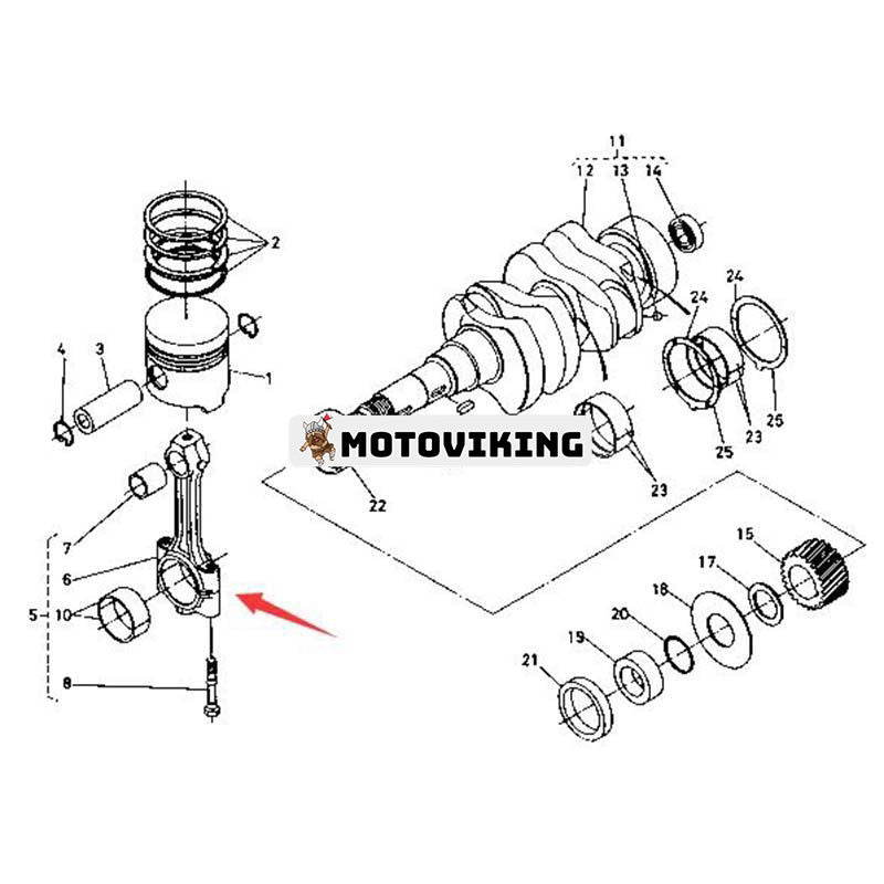 Vevstång 15221-22010 15521-22110 15521-22012 15521-22130 15521-22190 för Kubota Engine Z750 Z751 Z851 D1101 D1402