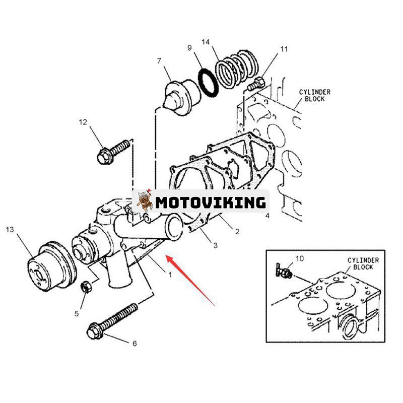 Vattenpump 153-5954 153-5955 för Caterpillar Engine 3003 Grävmaskin CAT 301.5