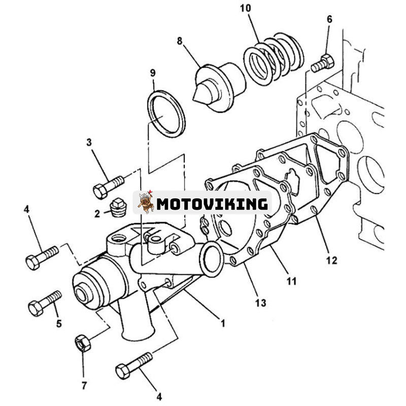 Vattenpump 02/630380 för JCB Grävmaskin 8014 8017 8015 801.5 8016 8018 801.6N