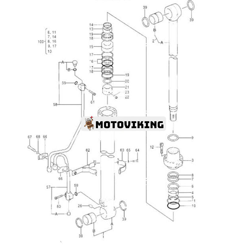 Bomcylinder 4257642 4257643 för Hitachi EX120-2 EX120-2M EX120-3 EX120-3C EX120-3M EX120K-2 EX120K-2M EX120K-3 EX120K-3M