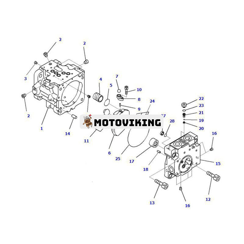 Hydraulisk pumpenhet 708-3S-00922 för Komatsu grävmaskin PC45MR-3