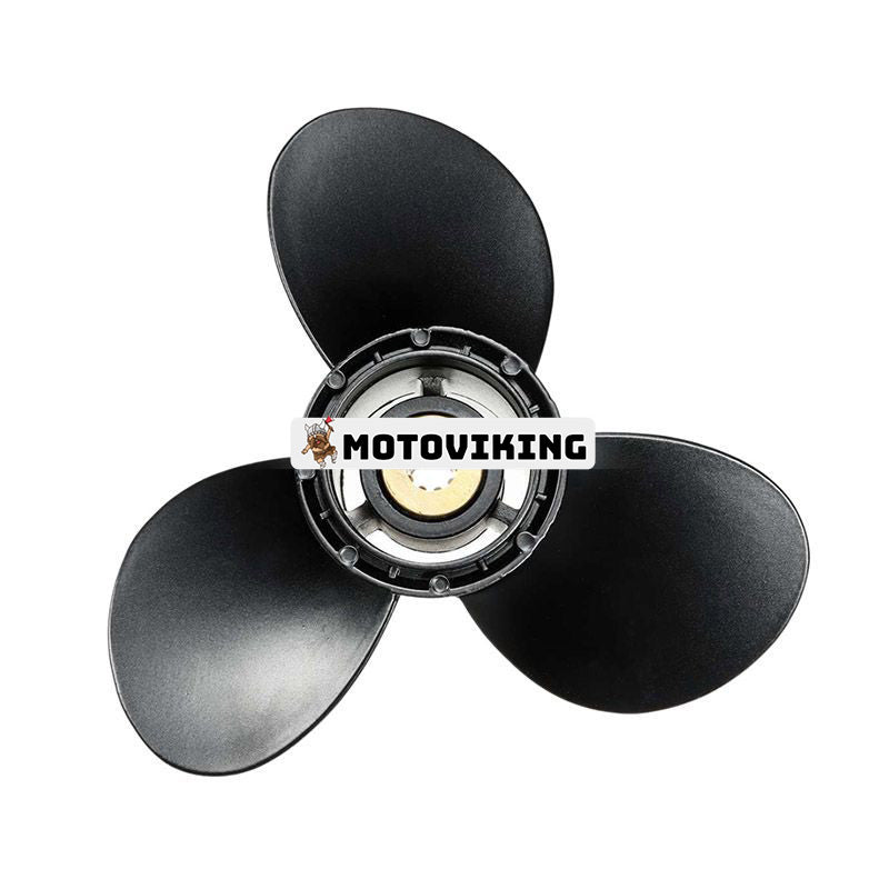 Utombordspropeller 58100-93723-019 för Suzuki 8-20Hp 9 1/4 X 9 Aluminium Al X4P2 Legering 3 Blad Svart 10 Spline Tand R Rotation