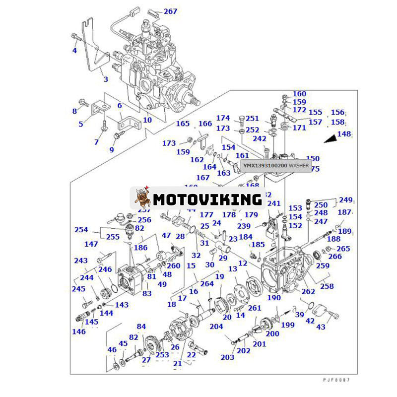 Pumpenhet YM129931-51010 för Komatsu Engine 4D94LE Gaffeltruck BX50 FD20-16 FD30-16