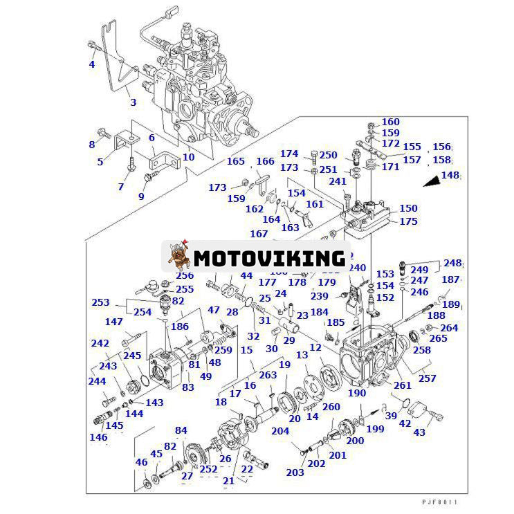 Huvudpump YMX1464013020 för Komatsu Engine 4D92E 4D94E 4D94LE Gaffeltruck BX50 FD20/30-14