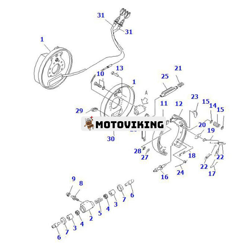 Hjulcylinderreparationssats 3EA-30-00011 för Komatsu gaffeltruck FB10/14EX-11 FD18-17-EC FD18-17 FD10-18-20 FD10-15-17
