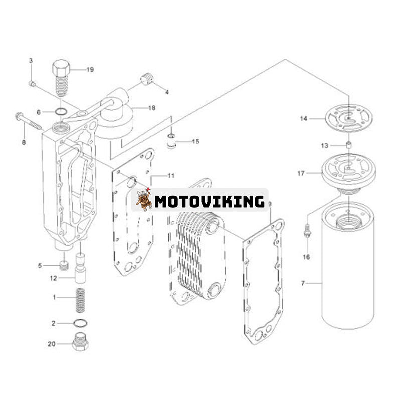 Oljekylhuvud 3922882 för Hyundai Grävmaskin R290LC3 R320LC3 R280LC Hjullastare HL760-3 HL760-3ATM HL760 med packning