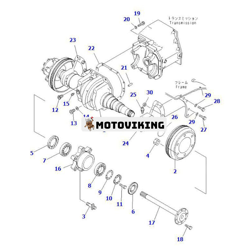 Trumbroms 3EB-21-25310 för Komatsu Gaffeltruck FD30H-12 FD30-14 FD28/30-12 FD30H-14 FD28/30-14 BX20 FG20H-25H-14