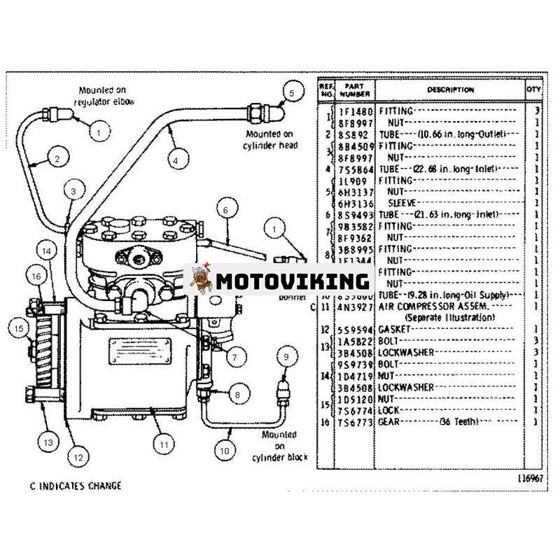 Cylinderhuvud komplett av luftbromskompressor 4N3927 för Caterpillar Engine 3054 Hjullastare CAT 966C