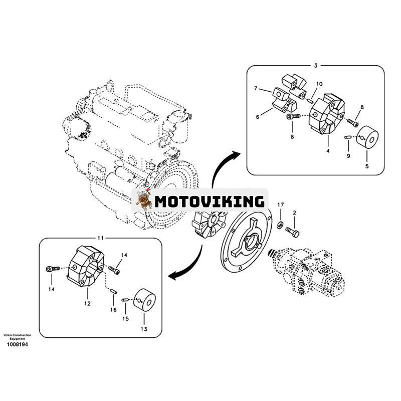 Kopplingsenhet 14522374 för Volvo grävmaskin EC55B EC55C EC60C EW55B