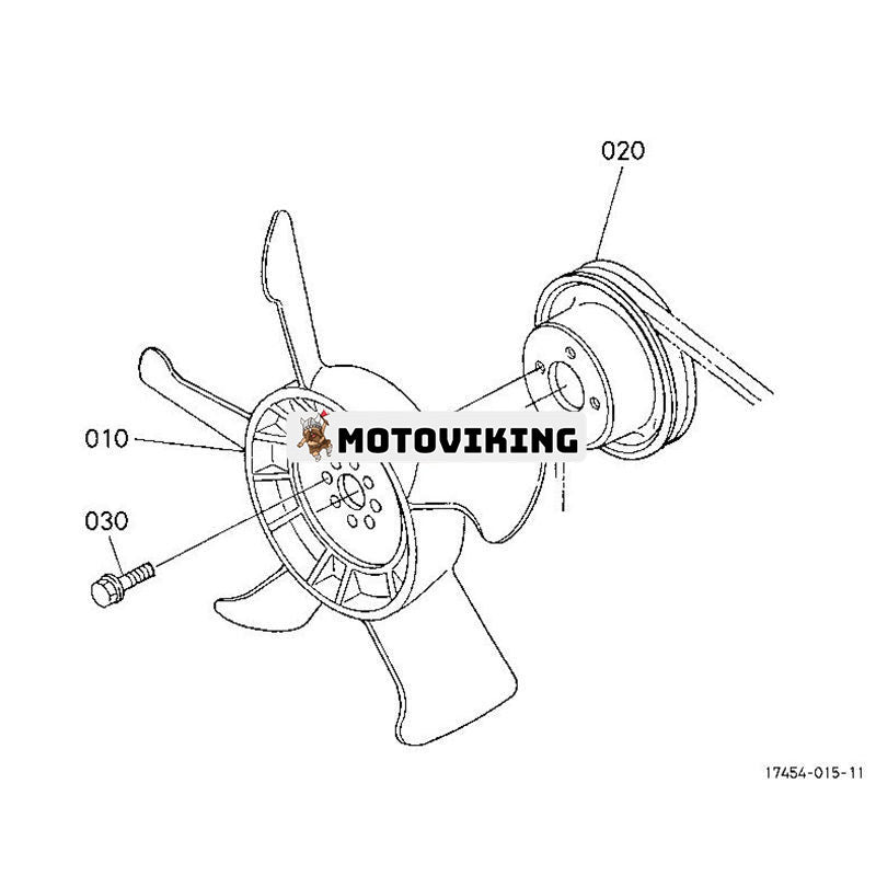 Fläkt 1K123-74110 för Kubota gräsklippare ZD1021 ZD1021-3 ZD323 ZG332LP ZG332P ZP330LP