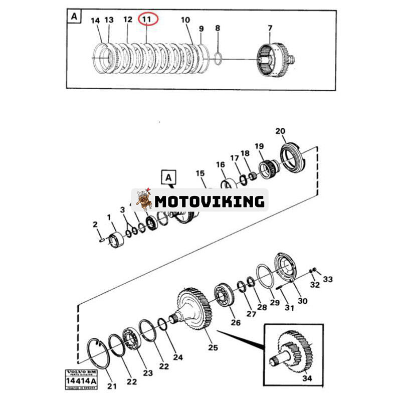 Skiva 11704882 11992887 för Volvo Hjullastare 4200 L30