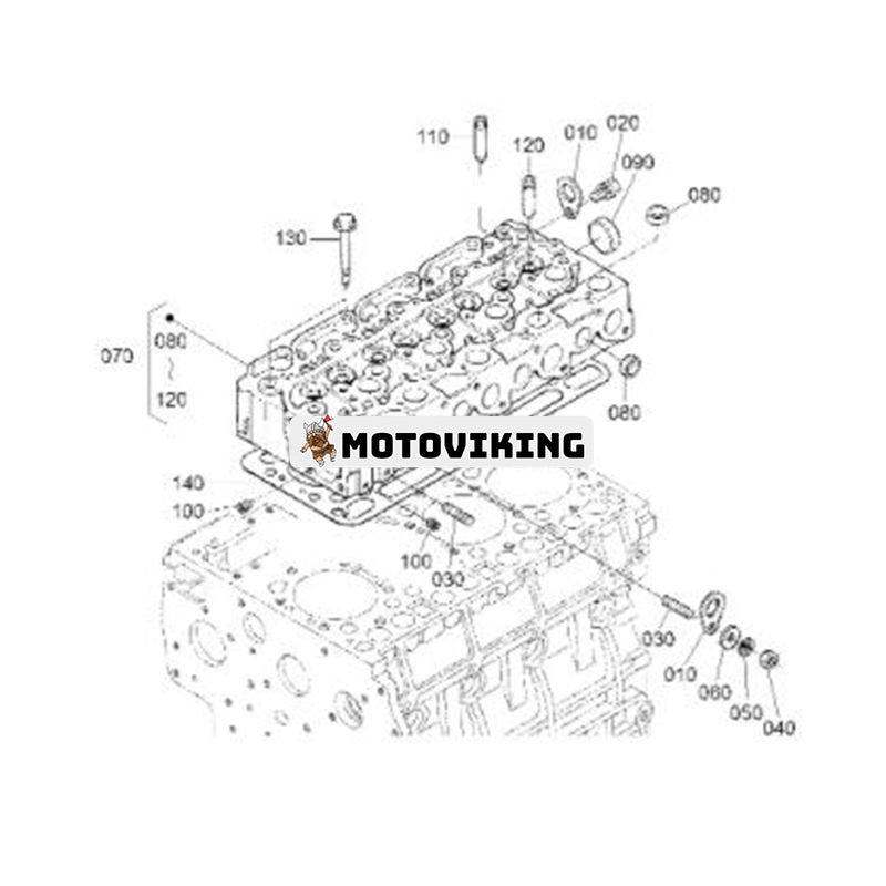 Topplockspackning 1G790-03612 för Kubota Engine V2403 V2203 Grävmaskin KX121-3ST KX161-3ST U45ST 1,25 mm