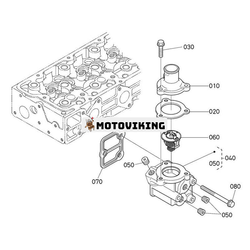 Termostat 1G772-73010 för Kubota Engine V2607 V3307 traktor M5040DTC M6040DT M7040DT Grävmaskin KX057-4 U55