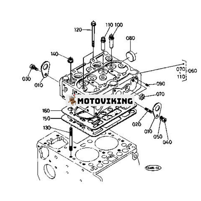 Topplockspackning 15944-03310 för Kubota Engine Z600 ZB600 2D72 traktor B4200D