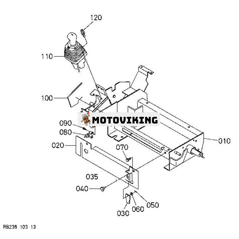 Pilotventilenhet RB238-61723 för Kubota grävmaskin KX41-3 U15-3 U17-3