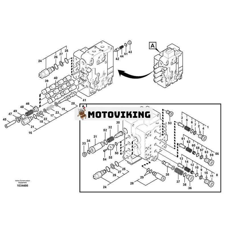 UX28-86 Hydraulisk huvudkontrollventil VOE14576336 för Volvo Grävmaskin EC200B EC210B