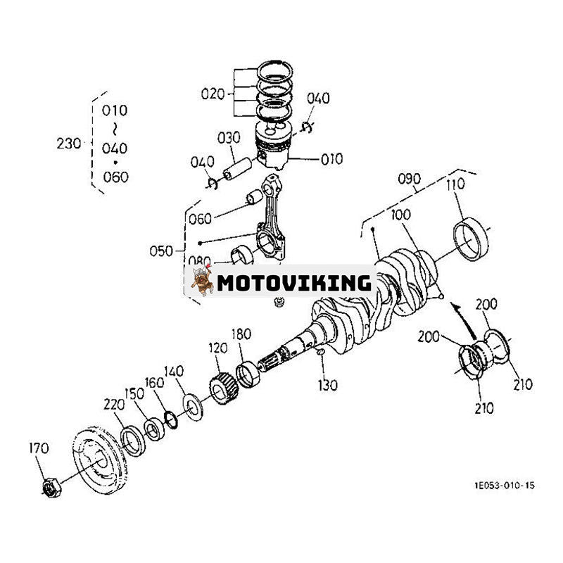 Vevaxel 16414-23010 för Kubota Engine D1403 Traktor R420 L2900DT L3010DT L3300F L3410DT