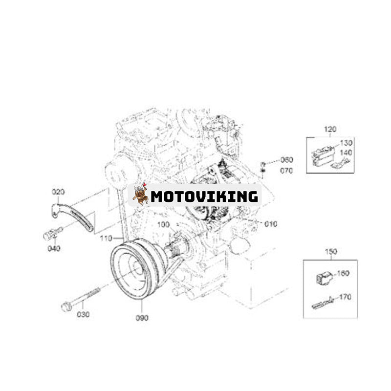 12V 45A Generator 17356-64010 för Hyundai minilastare HSL650-7