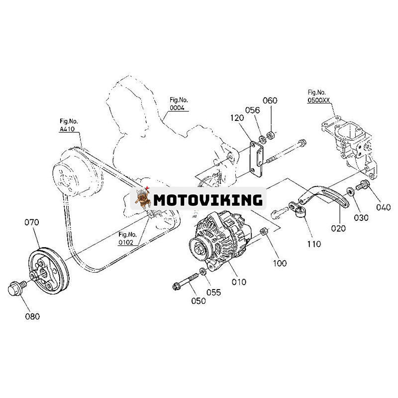 12V Generator 1C010-64010 för Kubota Engine V3600 V3300 V3800 Traktor M6800 M6800HD M9000