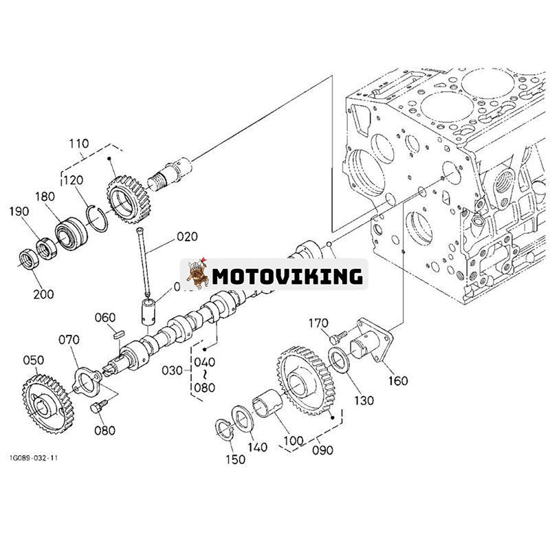 Kamaxel 16271-16912 för Kubota Engine V1505 Grävmaskin KX71-3S Traktor B3030HSD B3200HSD B3300SUHSD