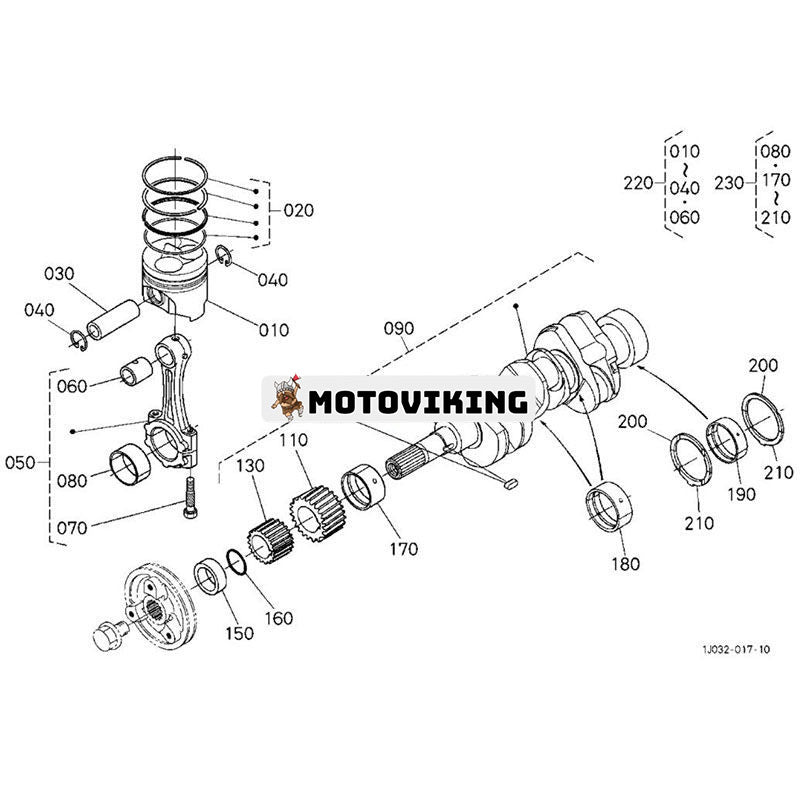 Vevstångsenhet 16292-22016 för Kubota Engine D1105 Grävmaskin KX71-3S U25S U27-4