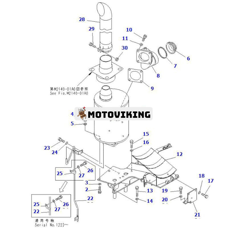 Ljuddämpare 6151-11-8611 för Komatsu Engine S6D125E-2 Bandschaktare 6D125E-2 D68ESS-12 D65-12